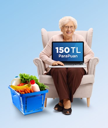 Büyüklerimizin evlerinden güvenle yapacakları market alışverişlerine 100 TL ParaPuan! 